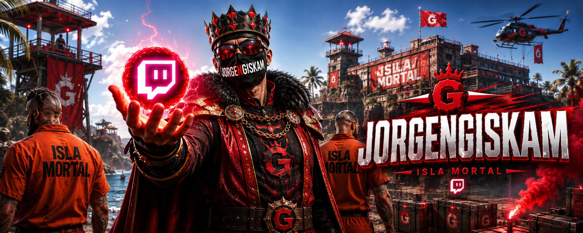 Banner de Jorgengiskam con estetica roja y negra